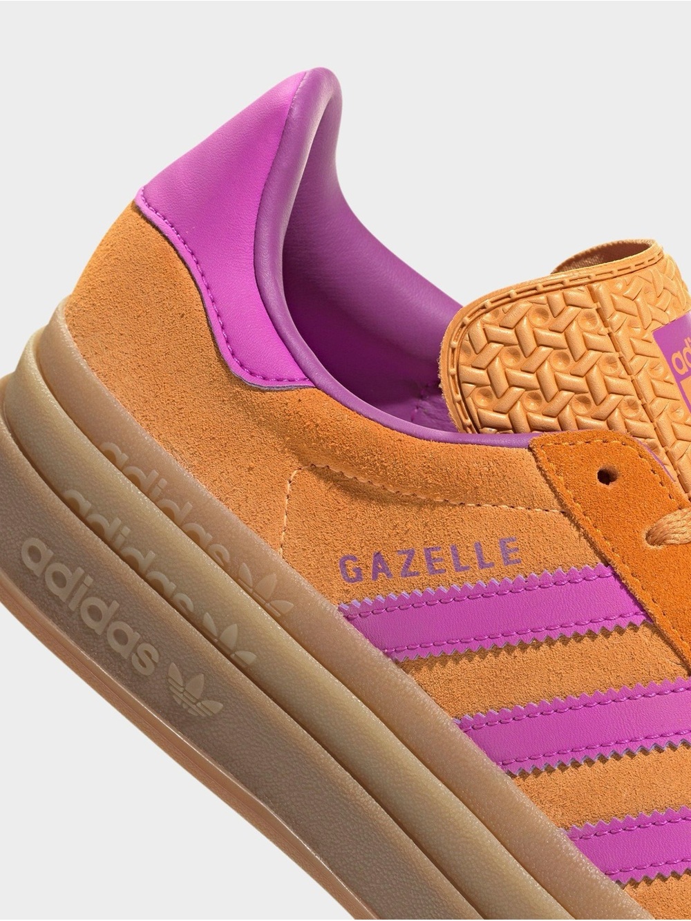 WOMEN'S ADIDAS ORIGINALS GAZELLE BOLD CASUAL SHOES - Flash Orange/Purple Burst - Picture 5 of 10